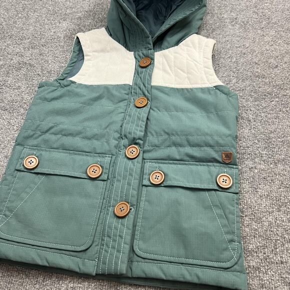 Burton Vest Girls Medium Green White Geneva DRYRIDE Hooded Snowboard Insulated - Picture 2 of 11